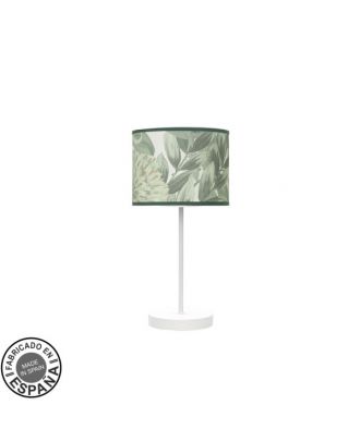 Sobremesa Moda 1xe14 Blanco/hoja Verde 42x17x17cm