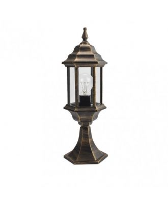 Sobremuro Exterior Aluminio Pollux 1xe27 Neg/oro  48,5x17x17 Cm  Ip44