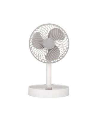 Ventilador Inalambrico Dc Portatil Jerico Blanco/gris 5w 3vel Recargable, Alim.usb, Orientable 3aspas Regx17x17cm