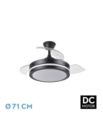 Ventilador Dc Esparta Peque 44w 5182lm Negro 72d 3asp 3000-4000-6000k Remoto+temporizador+memoria