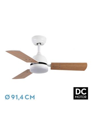 Ventilad Dc Portico 20w Blanco 3aspas Blanco/haya 6vel. 3000k,4000k,6500k 2350lm Remoto, Memoria, Temporizador 91,4d