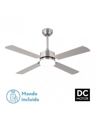 Ventilador 18w Dc Hupe Niquel 4 Asp.6 Vel.107d  Remoto,memoria Y Temp.3000-4000-6000k