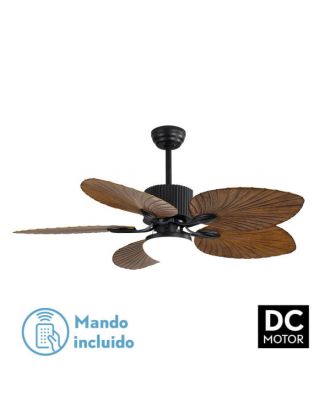 Ventilador Dc 26w Colla Negro 5 Aspas Marron 132cm 6 Velocidades 2950lm Remoto Temporizador Memoria 25