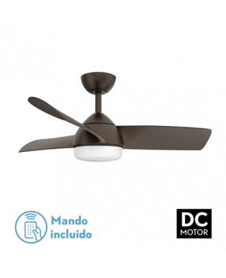 Ventilador 24w Dc Haur Marron 3 Asp.6 Veloc.107d  2 Tijas C/remoto, Memoria Y Temp.3000-4000-6000k