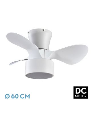 Ventilador DC 24w Kos Blanco 3 Aspas 60d 6 Vel. 2390lm 3000-4500-6000k c/remoto, Memoria Y Temporizador