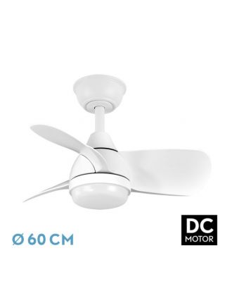 Ventilador Dc 24w Pirdo Blanco 3 Aspas 60d 2400lm 6 Vel. 3000-4500-6000k C/remoto, Memoria Y Temporizador