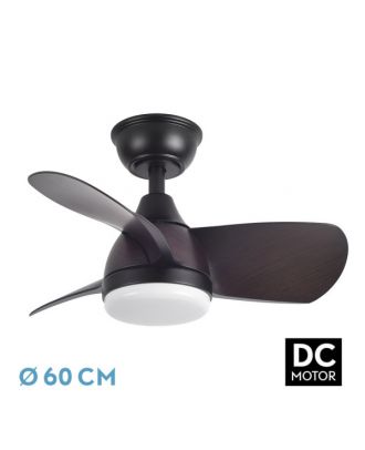Ventilador Dc 24w Pirdo Negro/marron 3 Aspas 60d 2400lm 6 Velocidades 3000-4500-6000k C/remoto, Memoria Y Temporizador
