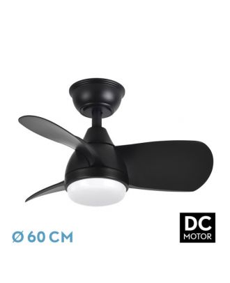 Ventilador Dc 24w Pirdo Negro 3 Aspas 60d 2400lm 6 Velocidades 3000-4500-6000k C/remoto, memoria Y Temporizador