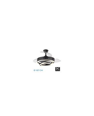 Ventilador 72w Dc Kai Negro 3 Aspas Transp. 6Vel. 3 Colores 43/58x50/107 C/remoto,memoria Y temp. 6120lm