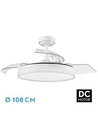 Ventilador DC 72w Micenas Blanco 3 Aspas Transp. 108d 6 Veloc. 7200lm 3 Colores  C/remoto, Reg.intensidad, Memoria Y Temporiz.25