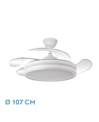 Ventilador Bayomo 59w 6980lm Blanco 4 Aspas Desp. 34,5/42x50/107 D.3 Color. Dc.remoto+Reg.Intensidad