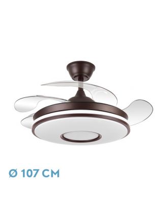 Ventilador Dc Dani 59w 6980lm Marron 4 Aspas desp.107d 3000-4000-6000k Remoto, Reg.intensidad, Memoria Y Temporizador