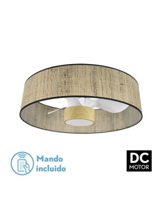 Ventilador Dc 24w Natasha Cañizo/blanco-haya 70d 3 Aspas 6vel. 2390lm 3 Colores Remoto,memoria,temporizador