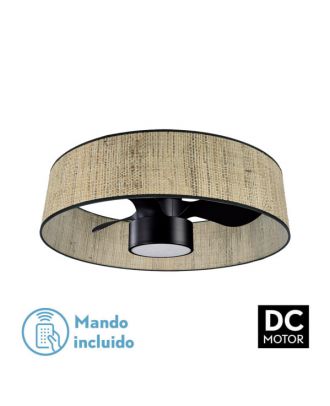 Ventilador Dc 24w Natasha Cañizo/negro 70d 3 Aspas 6vel. 2390lm 3 Colores Remoto,memoria,temporizador