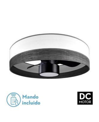 Ventilador Dc 24w Olga Blanco/mad.negra-negro 3 Aspas 6 Vel. 2390lm 3 Colores, Remoto,memoria,temporizador 70d