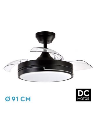 Ventilador Dc 48w Olimpia Negro 3aspas 91d 4800lm 6vel 3000k,4500k,6000k, Remoto+temporizador+memoria