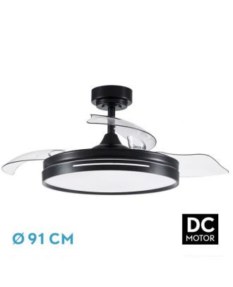 Ventilador Dc 48w Micenas Negro 3asp.91d 6velocidades 4800 Lm 3000-4000-6000k Remoto+memoria+temporizador 24