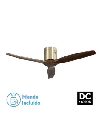 Ventilador Dc Aguilon Cuero 3 Aspas Roble 6 Velocidades Sin Luz Remoto Y Temporiz.132d