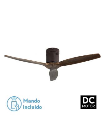 Ventilador Dc Aguilon Marron 3 Aspas Roble 6 Velocidades Sin Luz Remoto Y Temporiz.132d