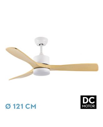 Ventilador Dc Azabache 20w Blanco 3asp.haya 6vel 3 Col 40/50x121d 2350lm Remoto,memor,tempo