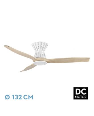 Ventilador Dc Baltir 18w Blanco/haya 3aspas 132d Regulable Intensidad 2250lm 3000k,4000k,6000k Remoto+temporizador+memoria