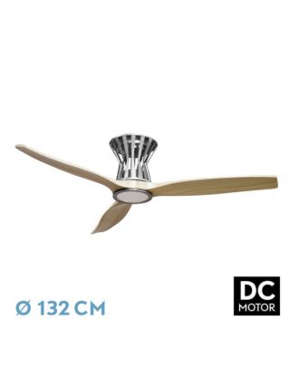 Ventilador Dc Baltir 18w Niquel/haya 3aspas132d Regulable Intensidad 2250lm 3000k,4000k,6000k Remoto+temporizador+memoria