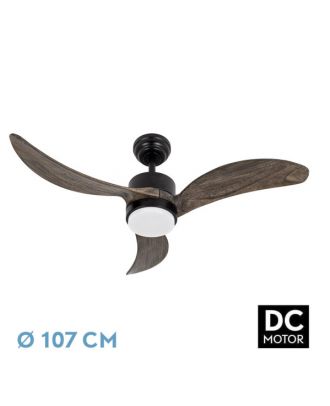 Ventilador Dc Bembezar 24w Negro 3aspas Roble 107d 2424 Lm 3000-4000-6500k Remoto+regulador Intensidad+temporizador+memoria