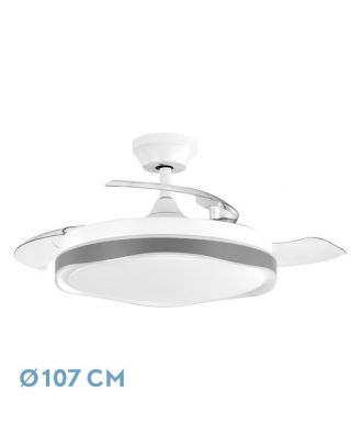 Ventilador Dc Blondi Blanco/gris 72w 3aspas 107d 7200lm 6vel 3000k,4500k,6000k, Remoto+temporizador+memoria