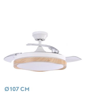 Ventilador Dc Blondi Blanco/haya 72w 3aspas 107d 7200lm 6vel 3000k,4500k,6000k, Remoto+temporizador+memoria