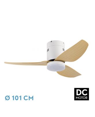 Ventilador Dc Borax 20w Blanco 3aspas Haya 6velocidades 3000-4000-6500k 2350lm Remoto , Memoria  Y Temporizados 27x101x101 Cm