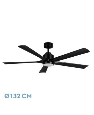 Ventilador Dc Cairo 24w 2400lm Negro 5aspas 132d  3000k,4500k,6000k Remoto+temporizador+memoria