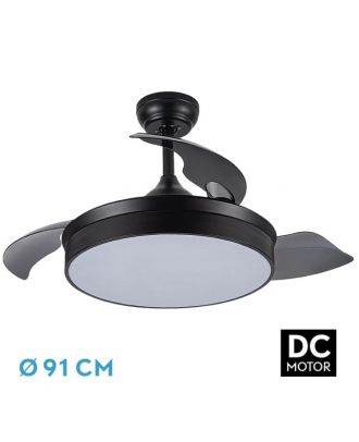 Ventilador Dc Cala Negro 48w 4800lm 3asp.desp 91d 6 Velocidades 3000-4000-6000k Remoto+temporiza+memoria