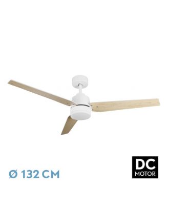 Ventilador Dc Captus 22w Blanco 3aspas Blanco/haya 132d Reg. Intensidad 2180lm 3000k,4000k,6000k Remoto+temporizador+memoria