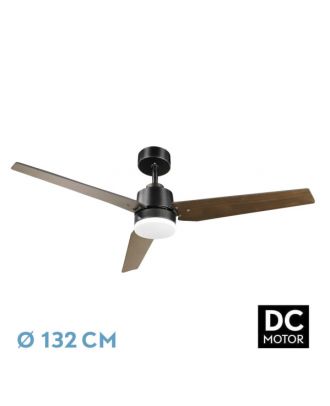 Ventilador Dc Captus 22w Negro 3aspas Negro/roble 132d Reg. Intensidad 2180lm 3000k,4000k,6000k Remoto+ Temporizador+ Memoria
