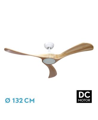 Ventilador Dc Castelo 18w Blanco/haya 3aspas 132d Regulable Intensidad 2250lm 3000k,4000k,6000k Remoto+temporizador+memoria
