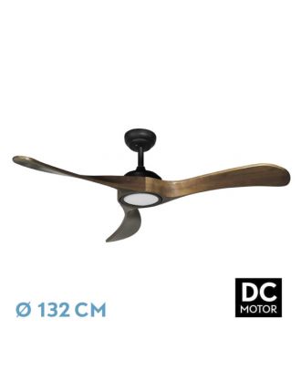 Ventilador Dc Castelo 18w Negro/roble 3aspas 132d Regulable Intensidad 2250lm 3000k,4000k,6000k Remoto+temporizador+memoria