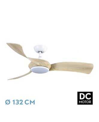 Ventilador Dc Cerdeña 30w 2950lm Blanco/haya 3aspas 3000k,4500k,6000k Regulable Intensidad+ Remoto+ Temporizador+ Memoria