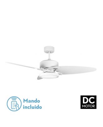 Ventilador Dc Cross 30w Blanco 3 Aspas Blanco/haya 6vel. 3 Colores 3250lm132d Remoto, Memoria Y Temporizador