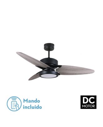 Ventilador Dc Cross 30w Negro 3 Aspas Gris/roble 6vel. 3 Colores 3250lm 132d Remoto, Memoria Y Temporizador