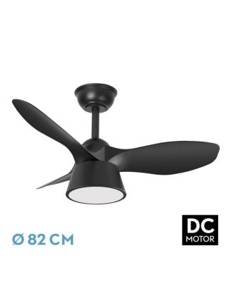 Ventilador Dc Cubico 36w 2680lm Negro 3 Aspas 82d  3000k,4500k,6000k,remoto+tempor+memoria