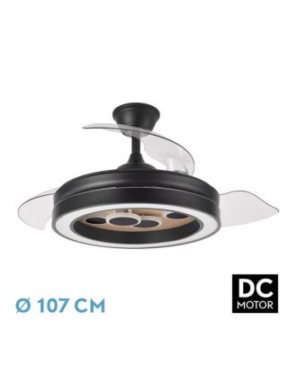 Ventilador Dc Cupido 55w Negro/madera 3asp.107d 4960l 3000-4500-6500k Reg.intensidad+remoto+memoria+temporizador