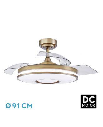 Ventilador Dc Dani 48w 4800lm Cuero 3aspa 6vel 91d 3000-4000-6000k Remoto+memoria+tempor 24