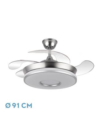 Ventilador Dc Dani 59w 6980lm Niquel 4aspas 6velocidades 91d 3000-4000-6000k Remot+reg.intensidad+memori+tempor 