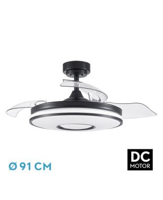 Ventilador Dc Dani 48w 4800lm Negro 3aspas 6velocidades 91d  3000-4000-6000k Remoto+memoria+temporizador 