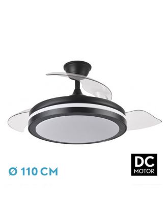 Ventilador Dc Esparta Plus 72w 6120lm Negro 107d 3aspas Desp.3000-4000-6000k Remoto+ Temporizador+ Memoria