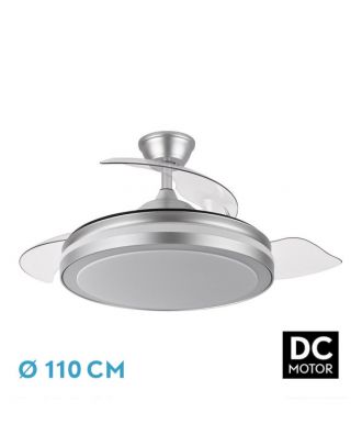 Ventilador Dc Esparta Plus 72w 6120lm Plata 107d 3aspas Desp.3000-4000-6000k Remoto+ Temporizador+ Memoria