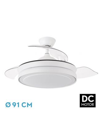 Ventilador Dc Esparta Mini Blanco 72w 6120lm 3asp.desp 91d 3000-4000-6000k Remoto+temporizador+memoria
