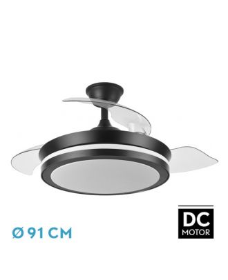 Ventilador Dc Esparta Negro  Mini 72w 6120lm 91d 3asp.d Esp.3000-4000-6000k Remoto+tempor+memori