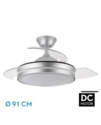 Ventilador Dc Esparta Mini Plata 72w 6120lm 91d 3asp.d Esp.3000-4000-6000k Remoto+tempor+memori