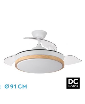 Ventilador Dc Evros Blanc/hay 72w 6120lm 91d 3aspas Desplegables 3000-4000-6000k Remoto, Temporizador, Memoria